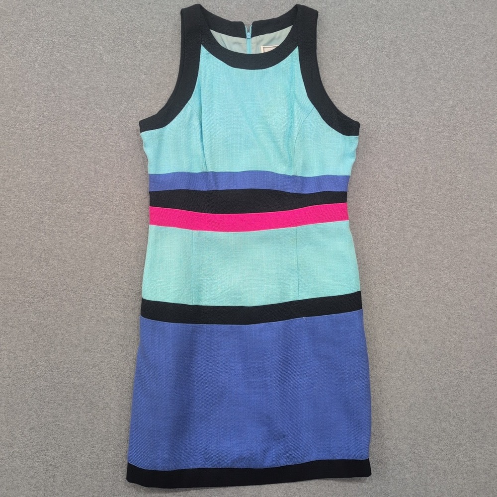 Vtg 90s Misty Lane Colorblock Dress Knee Length‎ Sleeveless Pink Blue Mint Sz 10